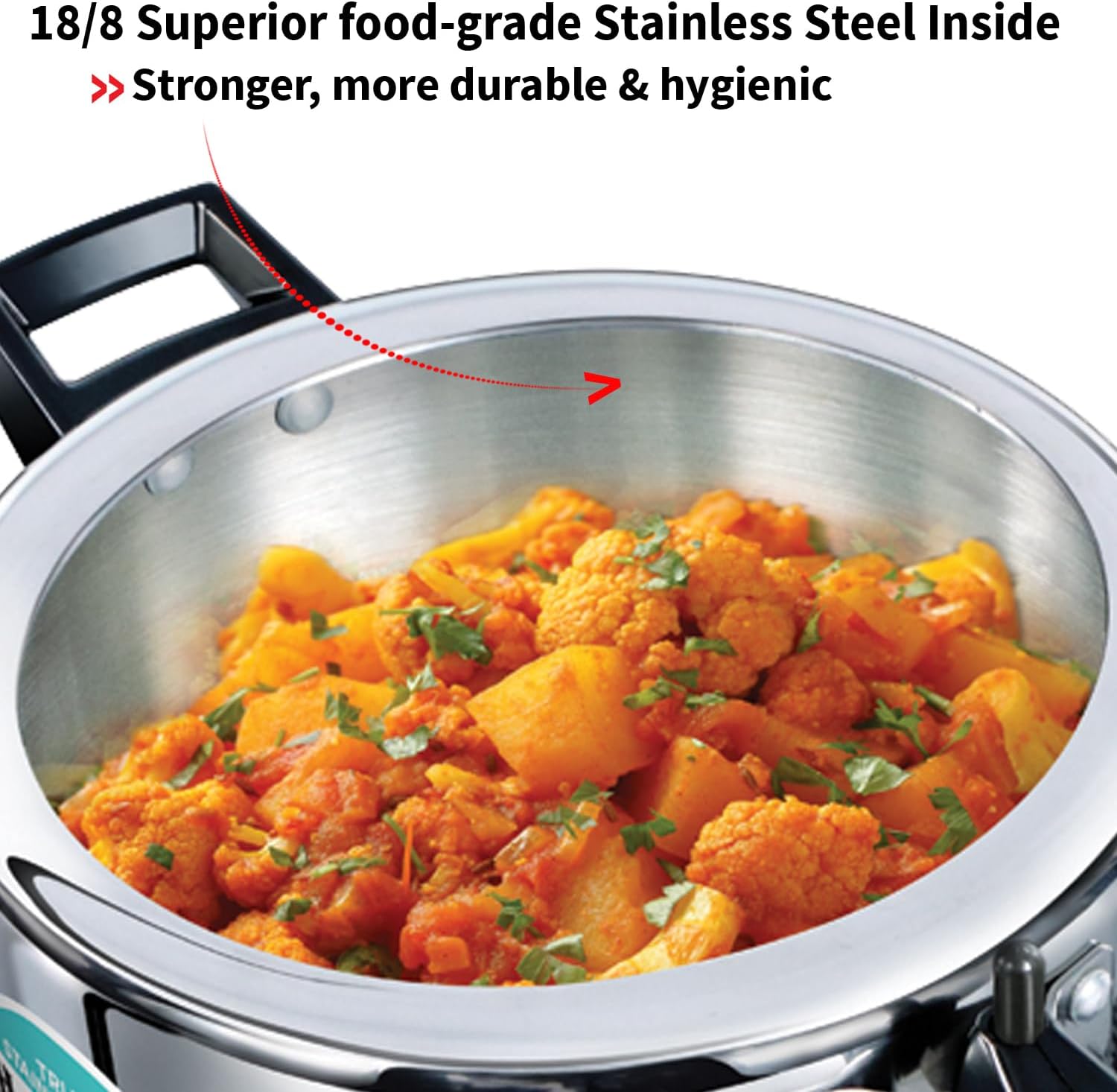 Hawkins Olla a presión de acero inoxidable triple de 3,5 litros, cocina de tapa interior, plata (HSST35)