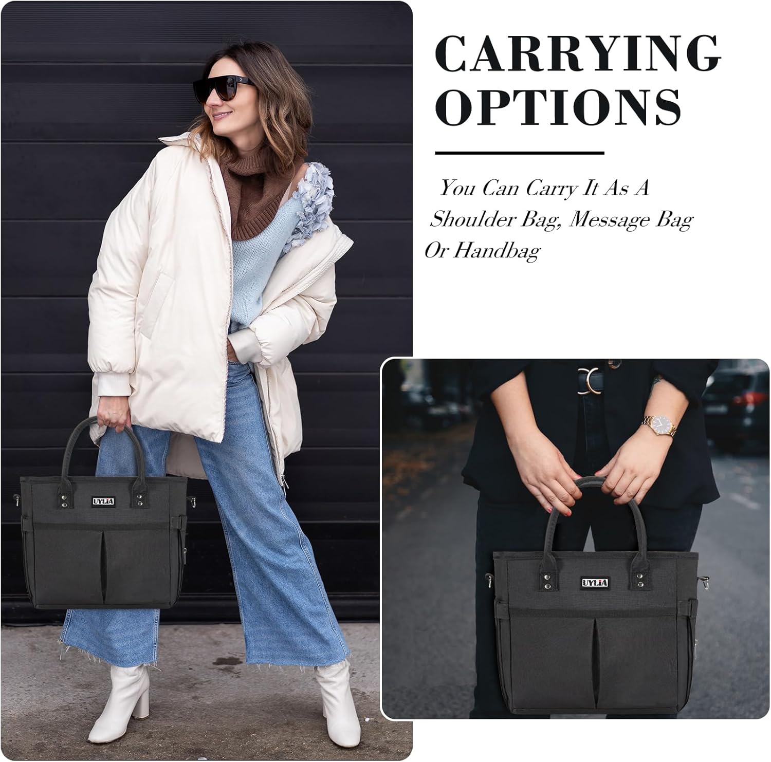 Bolsas de almuerzo para mujer, bolsa de almuerzo aislada con correa ajustable para el hombro, lonchera con soporte para bebidas para adultos y