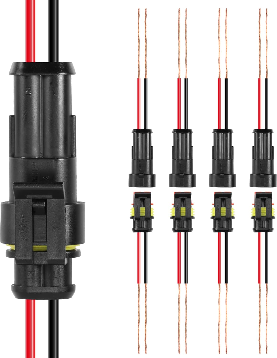 RDBS Kit de 5 conectores de cable eléctrico de 2 pines, enchufe macho y hembra impermeables de 2 vías para automóvil, camión, motocicleta, barco