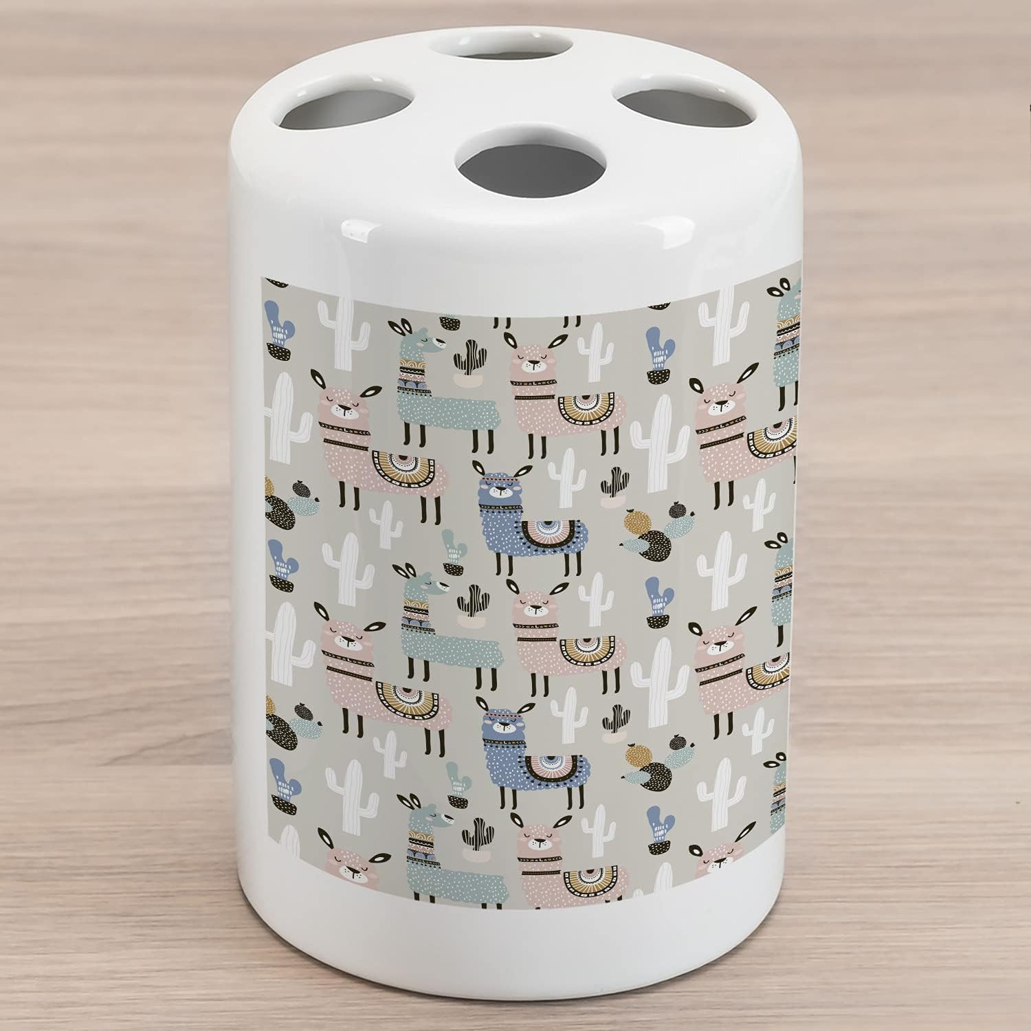 Ambesonne Hipster – Soporte para cepillos de dientes de cerámica, llama guanaco de animales sudamericanos dibujados a mano, impresión artística de