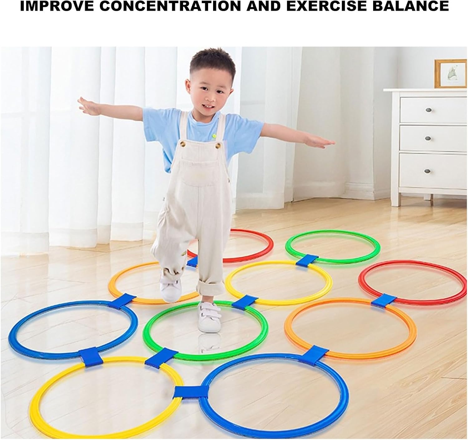 10 círculos de Hopscotch, equipo de entrenamiento de agilidad para niños, círculo de lanzamiento de plástico con conector, adecuado para practicar