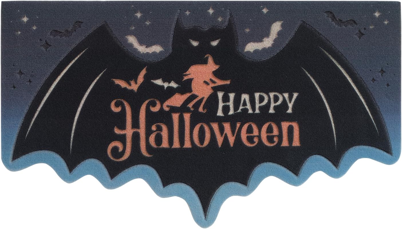 Felpudo de entrada al aire libre de Halloween, tapete de bienvenida impreso con láser 3D, tapete de bienvenida de Halloween resistente al aire libre