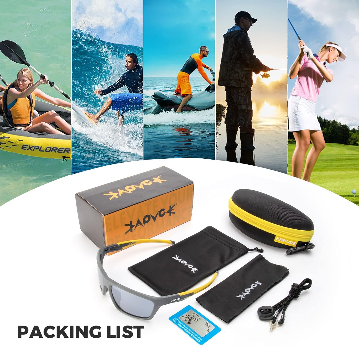 KAPVOE Gafas de sol deportivas polarizadas para hombres y mujeres, para pesca, golf, playa, tiro, correr, trabajo, lentes de sol duraderas de