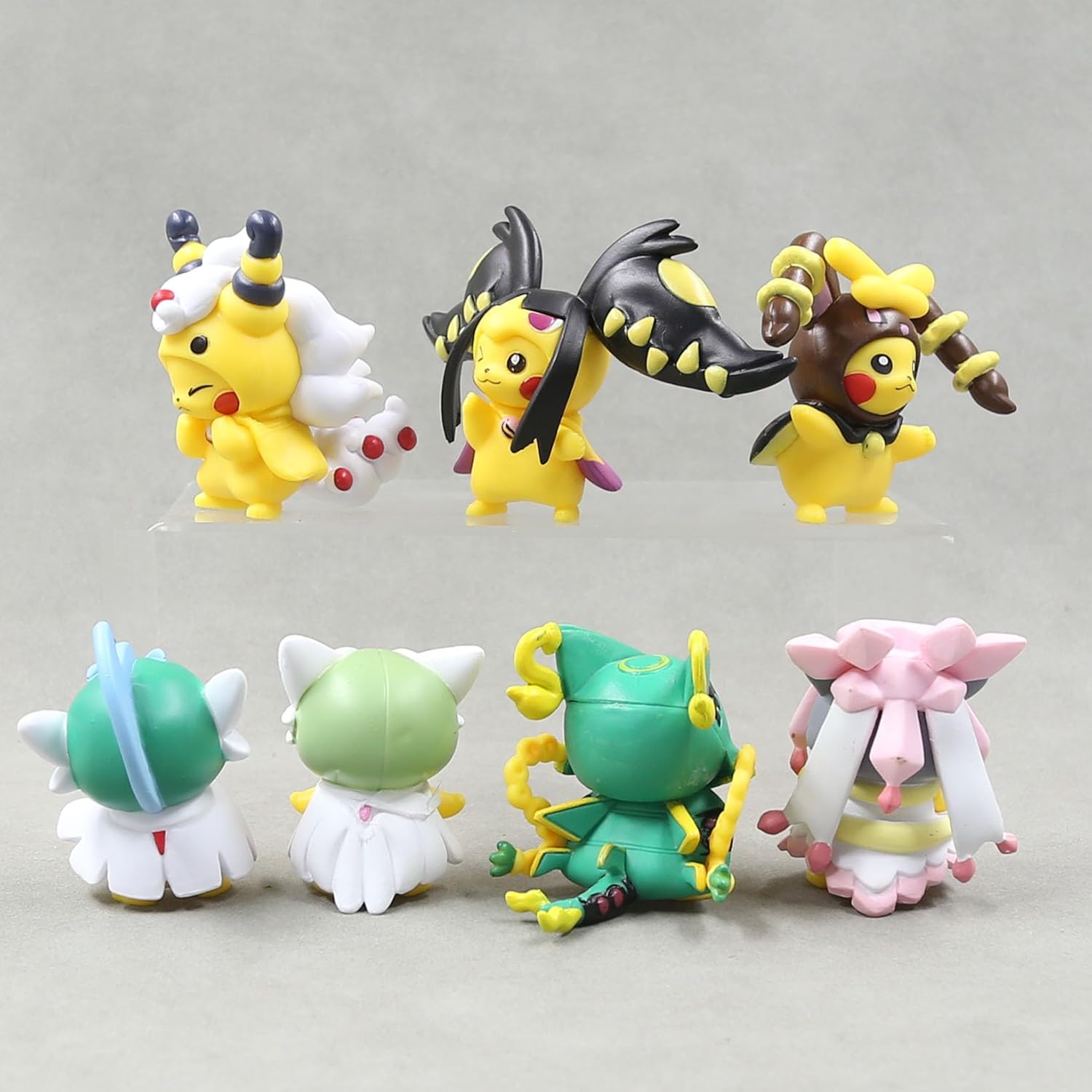 Figura de acción de anime 7 piezas de juguetes lindos regalos de cumpleaños (juego de orejas negras-pikaqiu)
