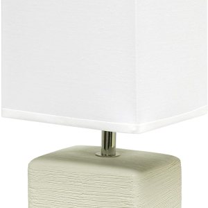 Simple Designs LT2072-OFF Lámpara de mesa pequeña de piedra sintética con pantalla de tela, blanco roto con pantalla blanca Simple Designs LT2072-OFF Lámpara de mesa pequeña de piedra sintética con pantalla de tela, blanco roto con pantalla blanca