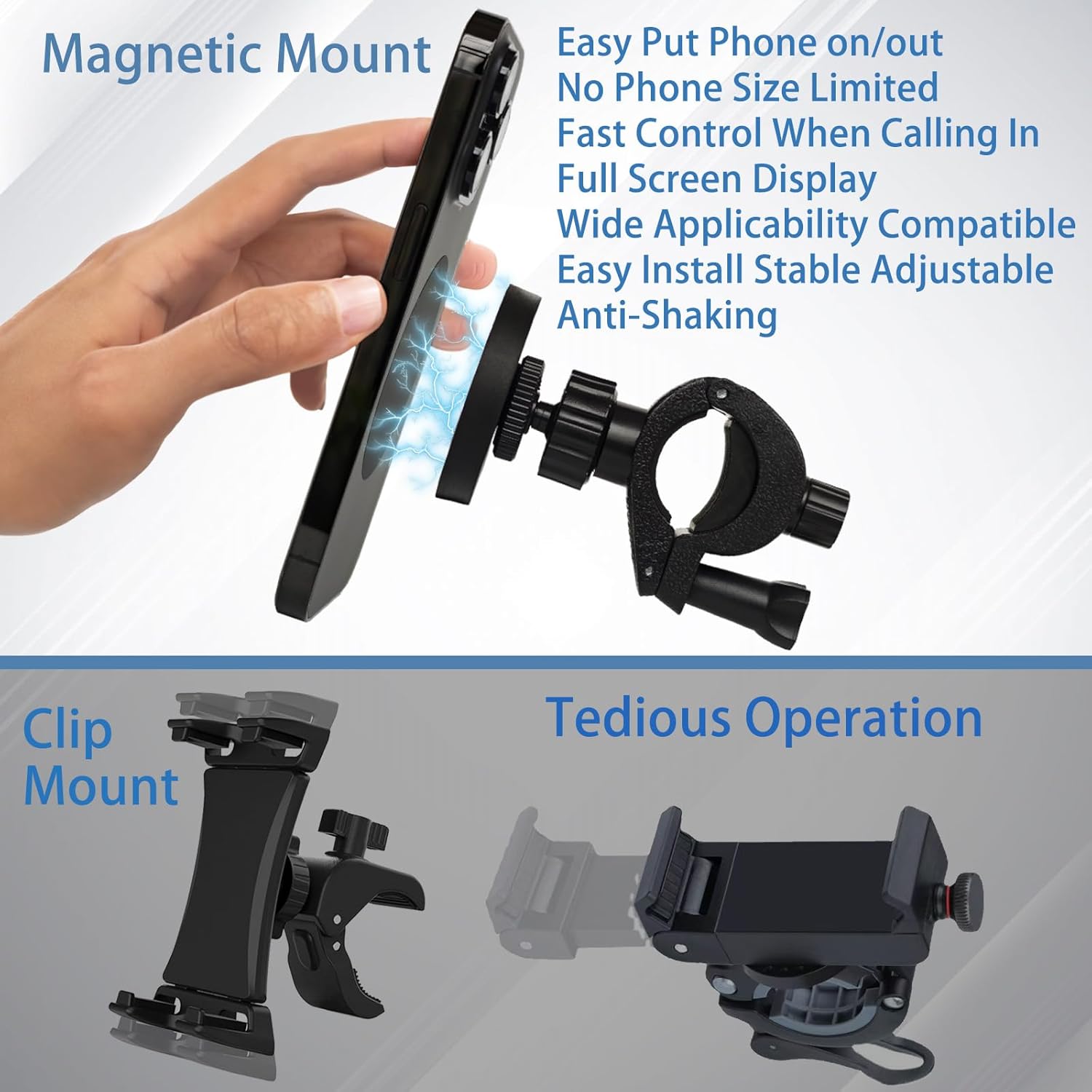 Soporte magnético para teléfono de bicicleta, soporte magnético para teléfono para bicicleta, cochecito, scooter, cinta de correr, motocicleta,