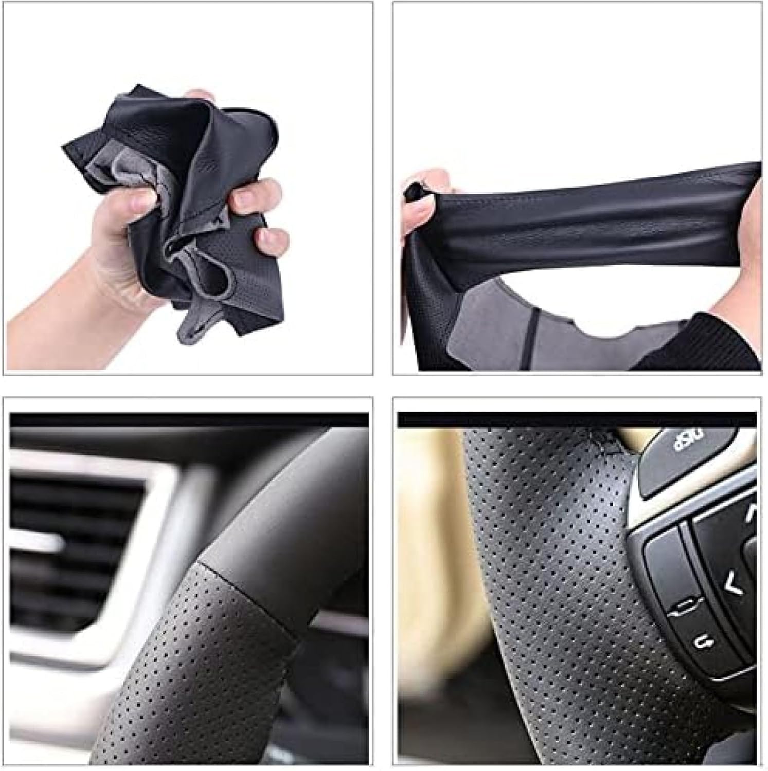 Cubierta de volante de coche de cuero negro cosido a mano, para SsangYong Korando 2011-2014 DIY transpirable volante cubiertas