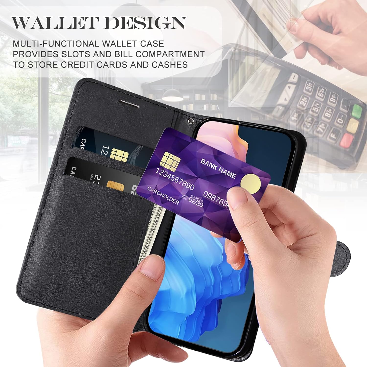 KKEIKO Funda para iPhone 11 Pro Max, funda de piel sintética tipo cartera para iPhone 11 Pro Max, funda protectora magnética con carcasa interior de