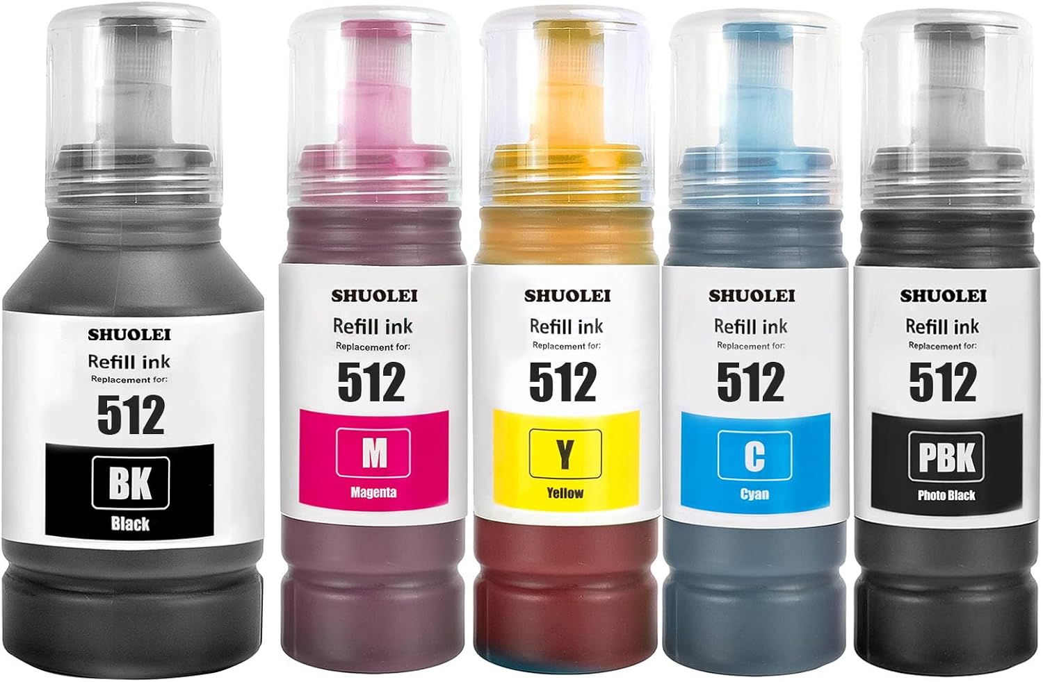 Botellas de tinta de repuesto compatibles 512 T512 compatibles con Epson 512 T512 T512020 T512120 T512220 T512320 T512420 funciona con Expression