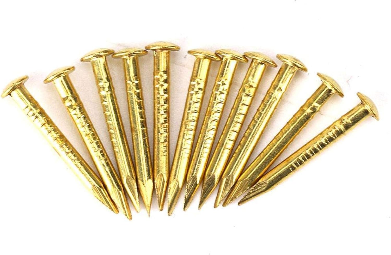 Oumefar 100 piezas de uñas de latón de cabeza redonda de cadena dorada, minimodelo, bisagra de muebles para uñas, accesorios de hardware,