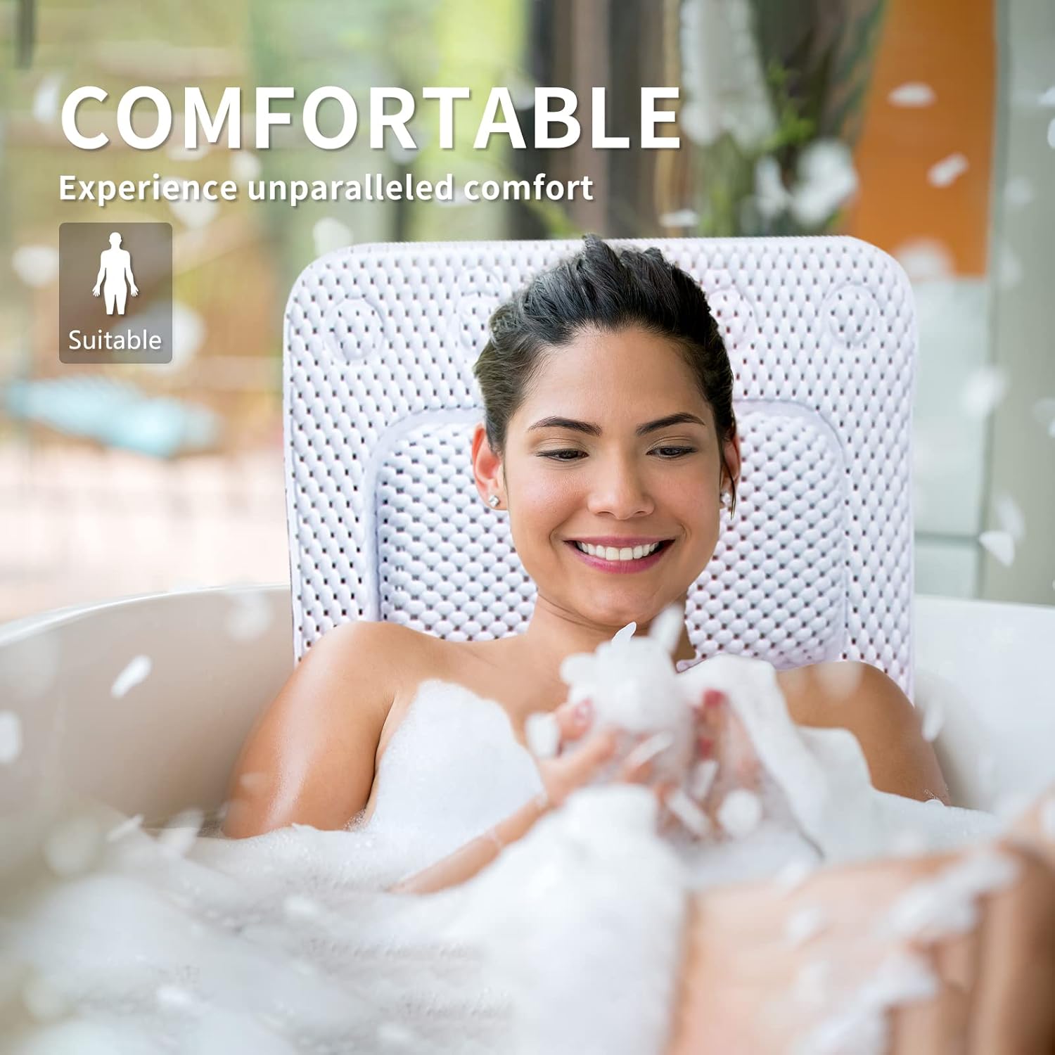 SurSoul – Almohada de baño de cuerpo completo, almohada de spa de secado rápido para bañera, almohada de bañera con PVC suave, cama de baño con