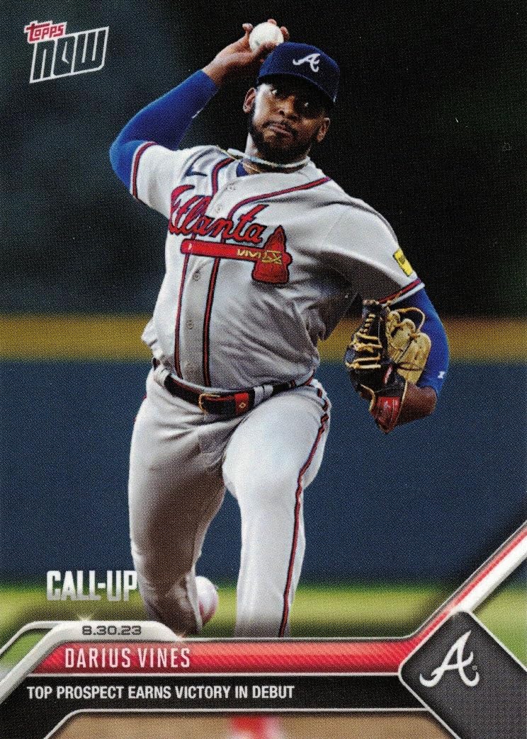 2023 Topps Now Baseball #790 Darius Vines Pre-Rookie Card Braves – Earns Victory in Debut