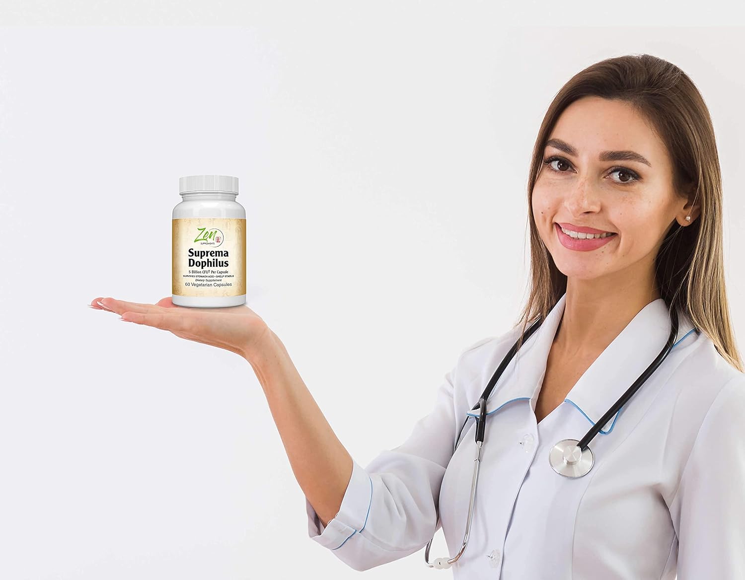 Zen Supplements – Suprema-Dophilus – Probiótico de 5 mil millones de UFC – 8 cepas – Estable en almacenamiento y resistente a los ácidos – Apoya la