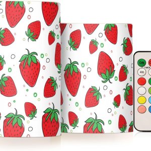 DOMIKING Velas LED eléctricas sin llama de fresas con temporizador, funciona con pilas, velas parpadeantes para centro de mesa, decoración votiva DOMIKING Velas LED eléctricas sin llama de fresas con temporizador, funciona con pilas, velas parpadeantes para centro de mesa, decoración votiva