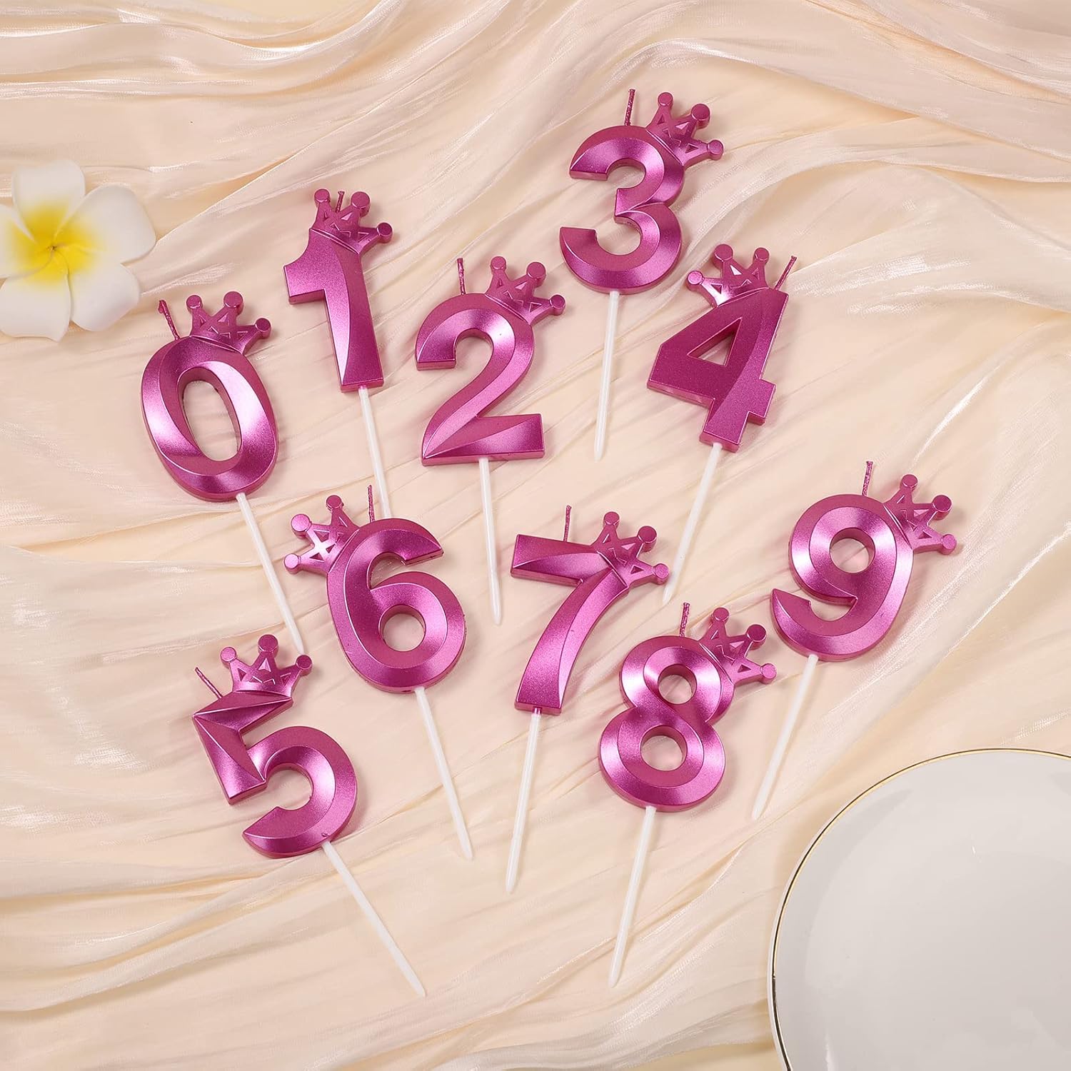 Vela de número de cumpleaños de 3 pulgadas, velas grandes con números de pastel con corona, velas de número 3D para cumpleaños, boda, aniversario,