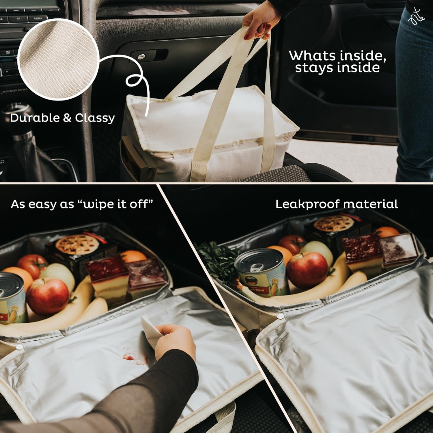 Bolsa de comestibles reutilizable aislada  a prueba de fugas, bolsa térmica grande aislada  Bolsas de compras aisladas para comestibles, bolsa
