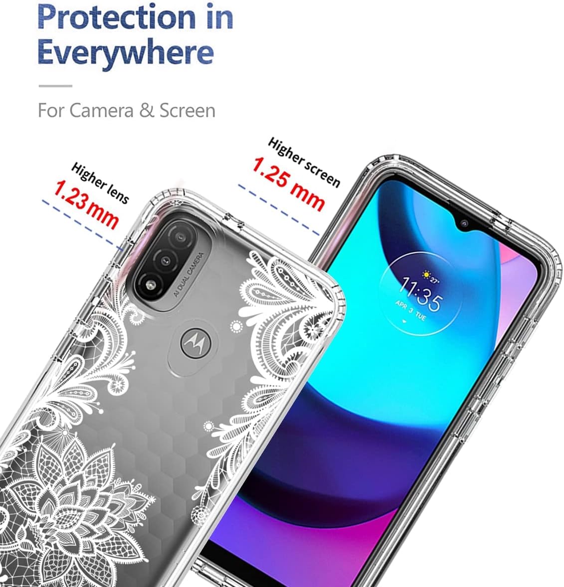 Tothedu XT2155 – Funda para Moto E20, Moto E30, Moto E40, XT2155 con protector de pantalla de vidrio templado, bonito patrón de mandala