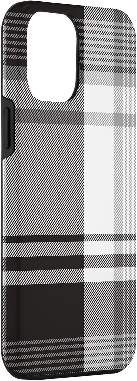 iPhone 12 Pro Max Negro Blanco Gris Plaid Invierno Otoño Diseño Diseño de Halloween
