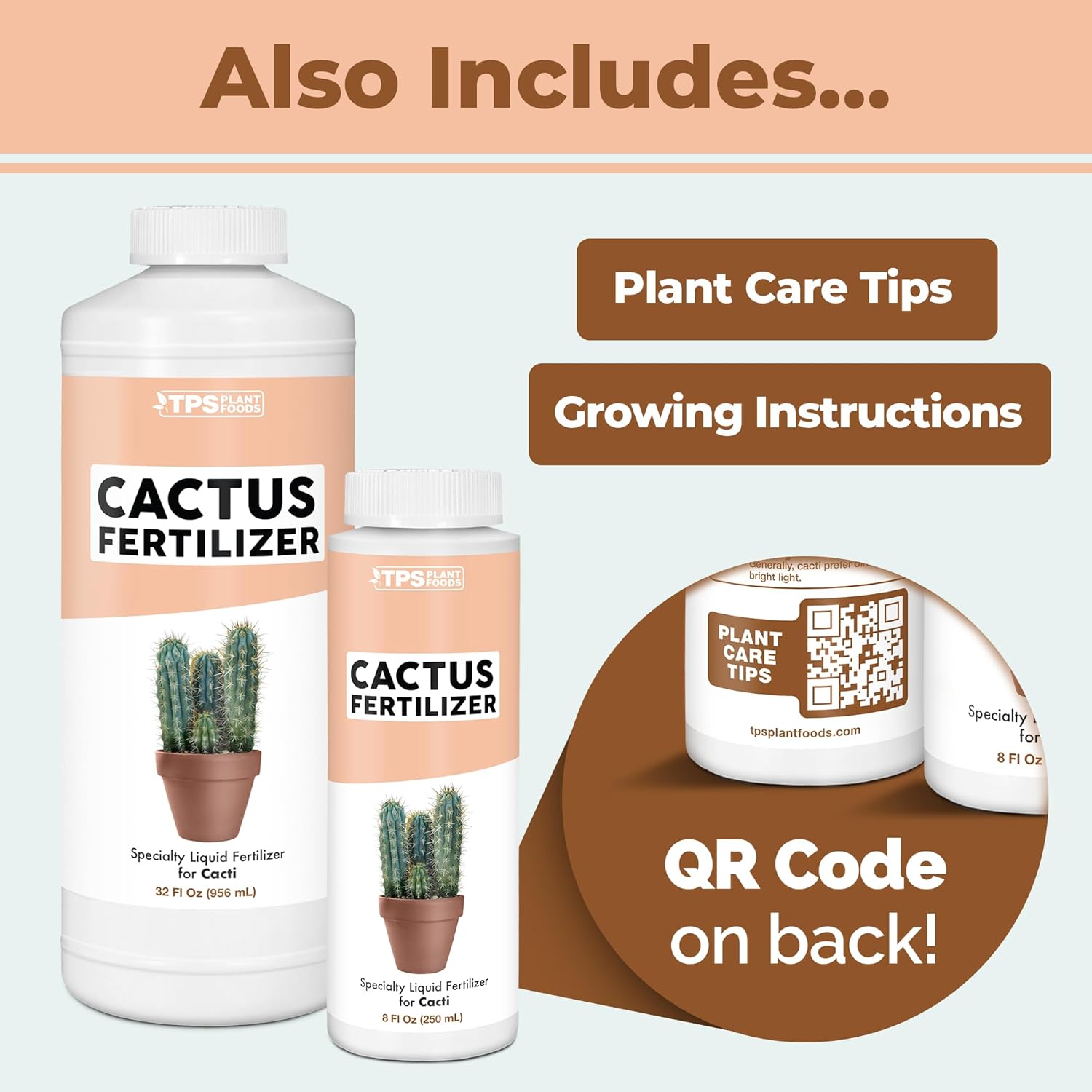 Fertilizante de cactus para cactus y todas las plantas del desierto, alimento líquido para plantas, 32 onzas (1 cuarto de galón)