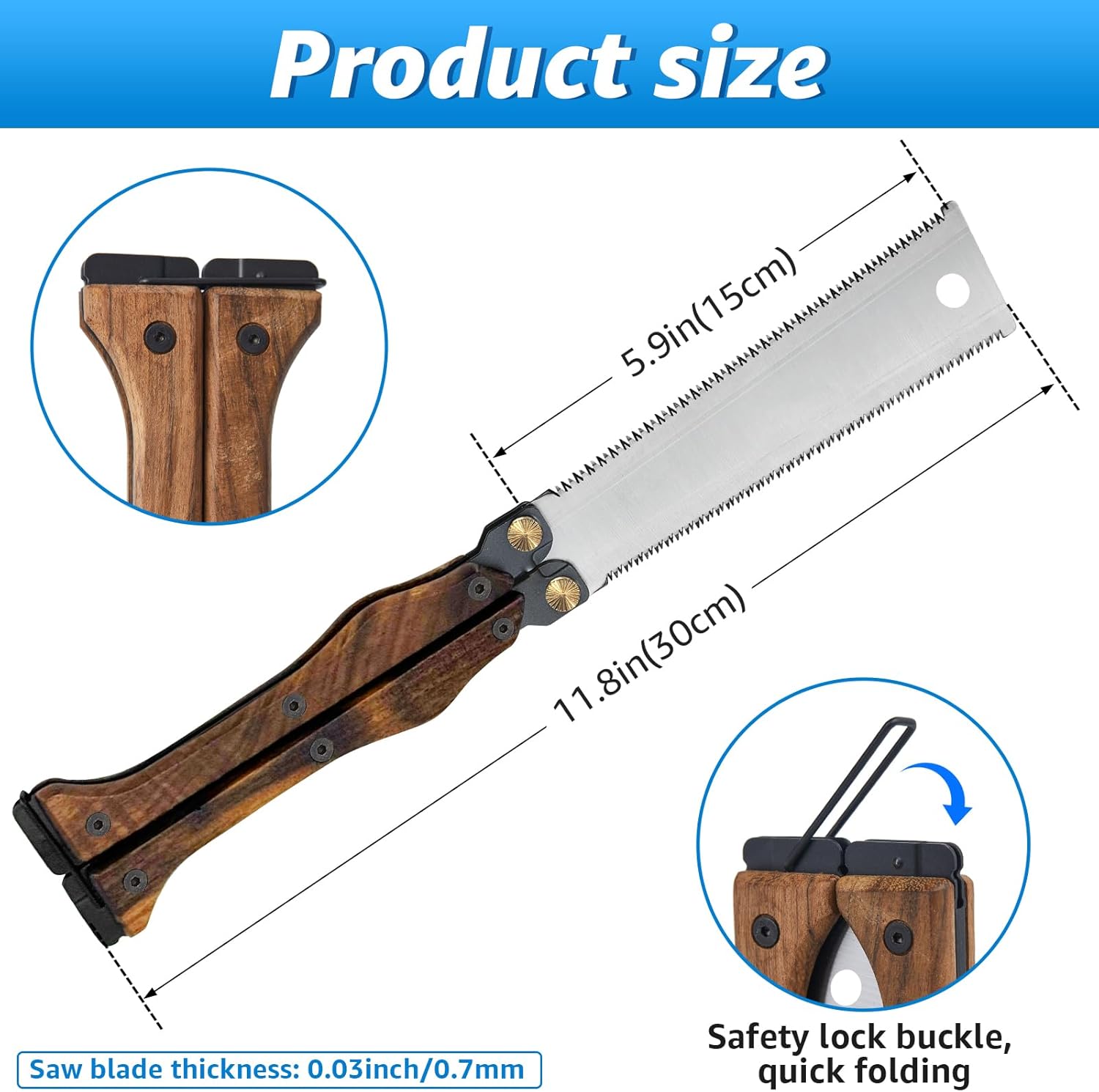 Loyala Sierra de mano de 5.9 pulgadas, mini sierra plegable japonesa, sierra para carpintería con doble borde SK85 para madera húmeda y seca, sierra