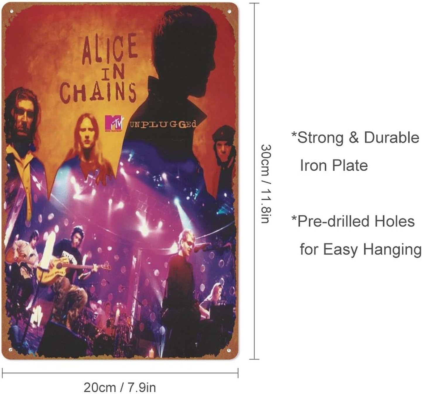 Alice In Chains MTV Unplugged – Cartel de hojalata para cafetería, bar, decoración de pared para el hogar, letrero de metal retro, 8 x 12 pulgadas