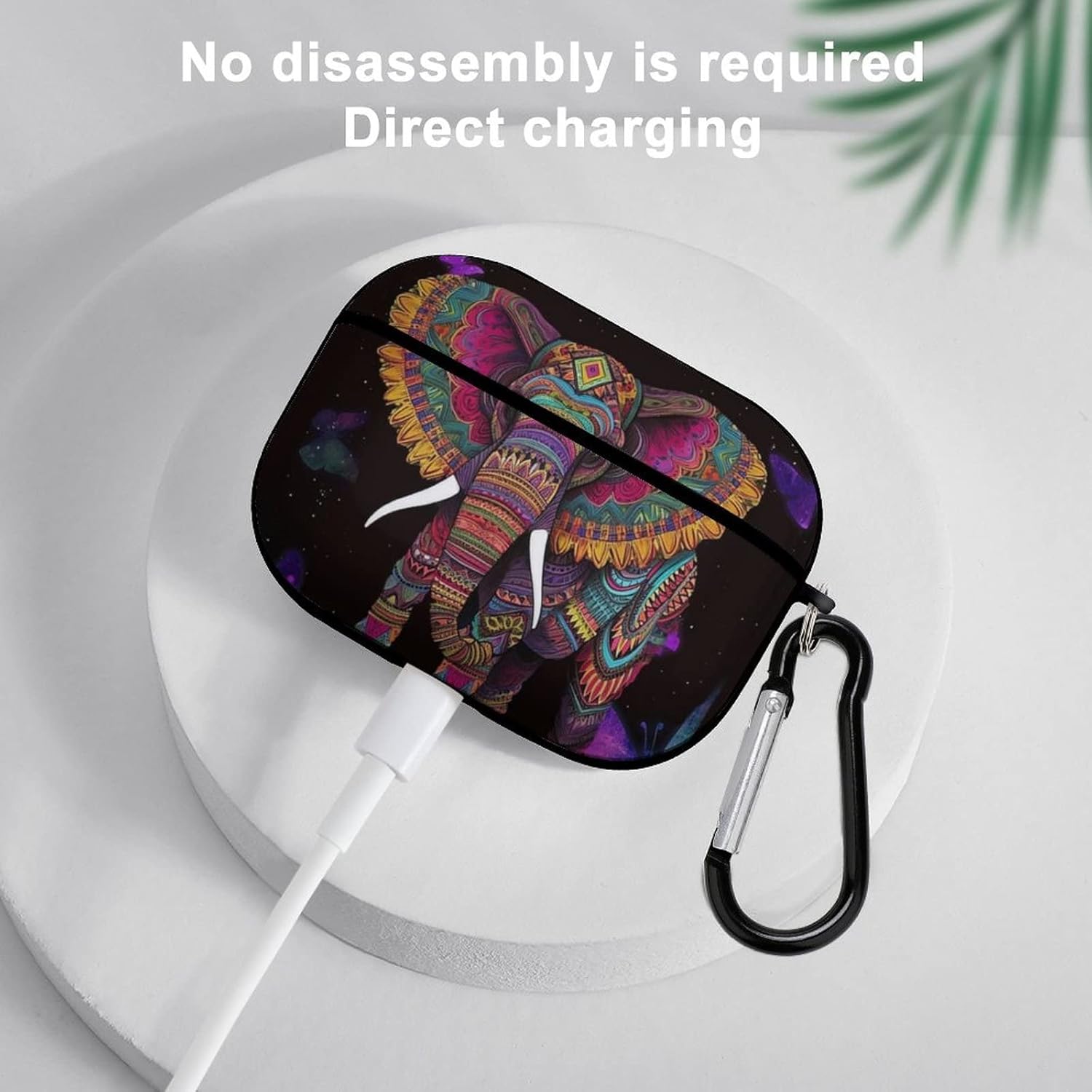 Funda de protección completa con diseño de mariposa de elefante bohemio para Airpods Pro, funda de auriculares inalámbricos con llavero compatible