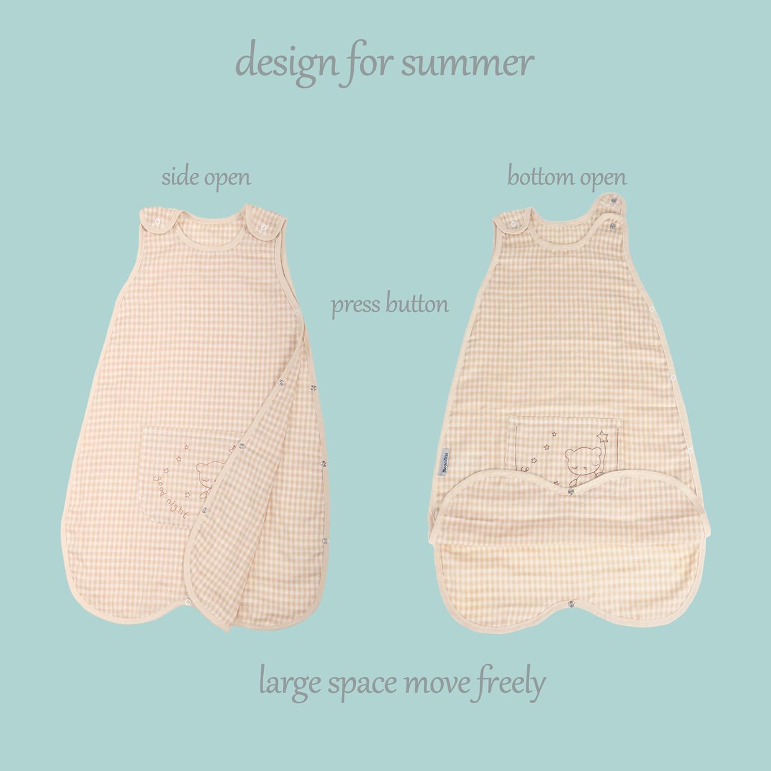 Manta de muselina fina para niños pequeños (3-5T), saco de dormir para bebé, de algodón natural, ligera, 0.5 XL, para caminar, unisex, sin pies,