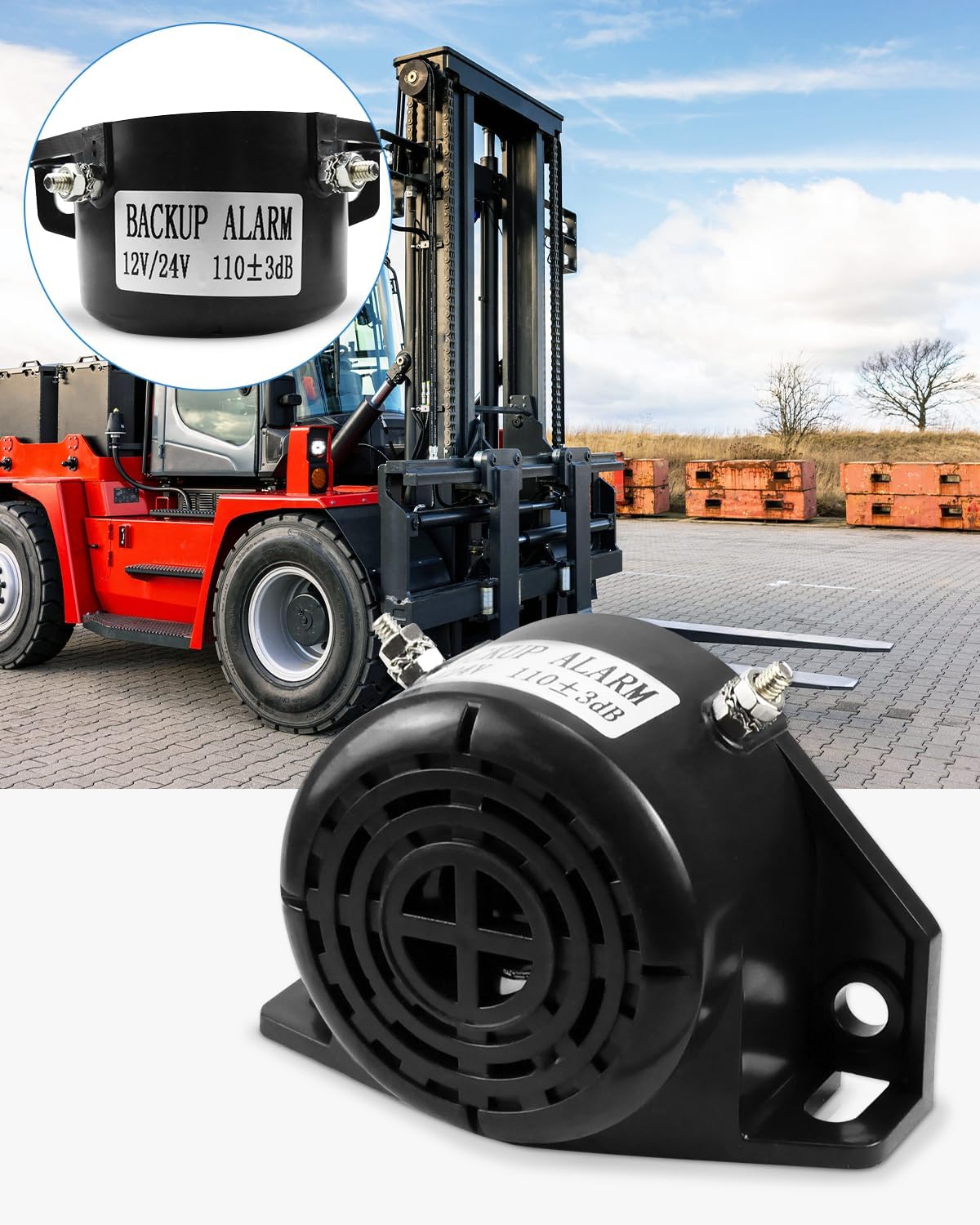 ANODZU Alarma de respaldo de 12 V-24 V 110 3 DB fuerte impermeable para semi camiones, furgonetas, automóviles, motocicletas, vehículos,