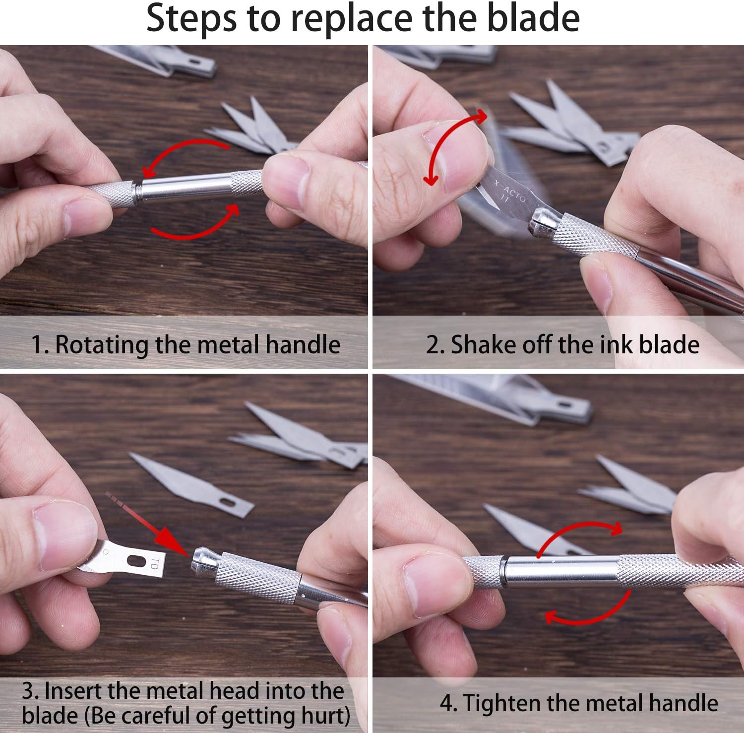 SAVITA Juego de cuchillos de metal sólido, cuchillo pequeño para tallar artesanías, herramienta de corte de trabajo de arte, incluye 2 asas y 40