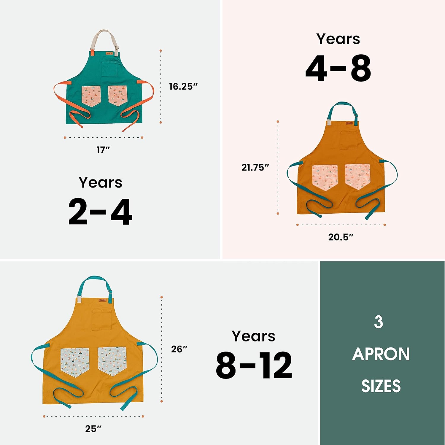 Kids Apron  Ocean Inspired Custom Kids Aprons for Cooking  Durable Cotton Apron for Kids wStraps  Kids Painting Aprons