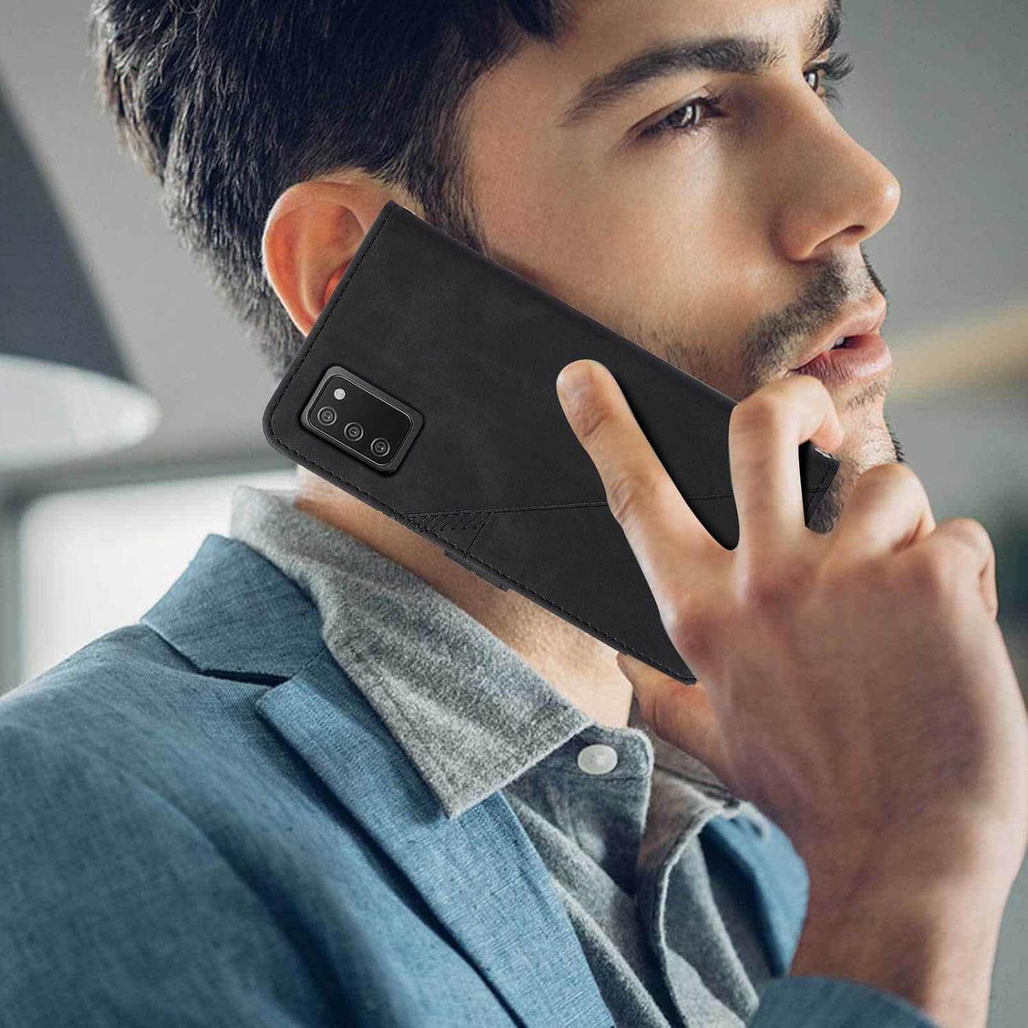 Funda A03s, funda para Galaxy A03s, función atril, correa de muñeca, ranuras para tarjetero, funda protectora interior de TPU para Samsung A03s,