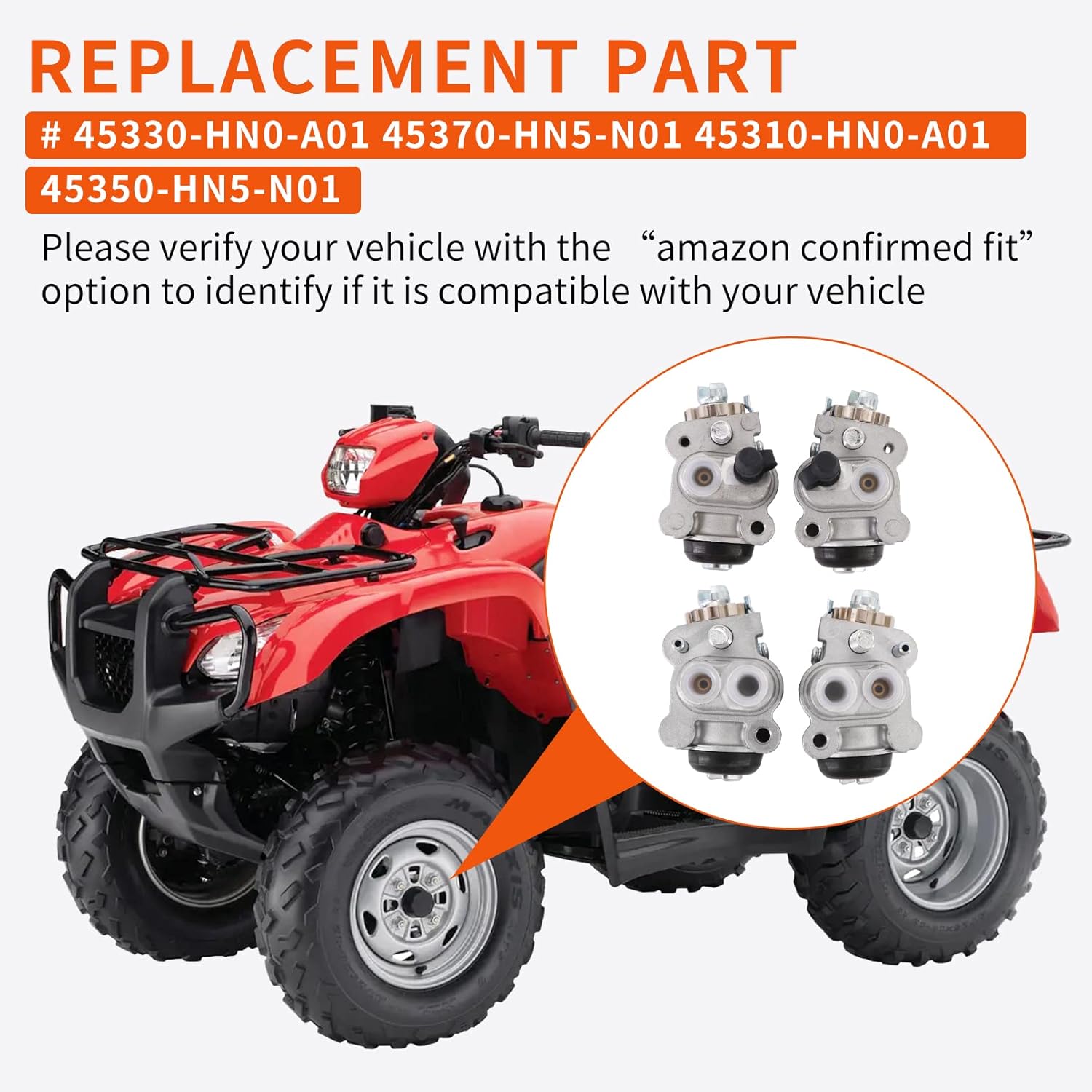Cilindros de rueda de freno delantero para Hon-da Foreman 450 TRX450 S 1998-2004 (kit izquierdo y derecho todos los 4) TRX450FETRX450FM,