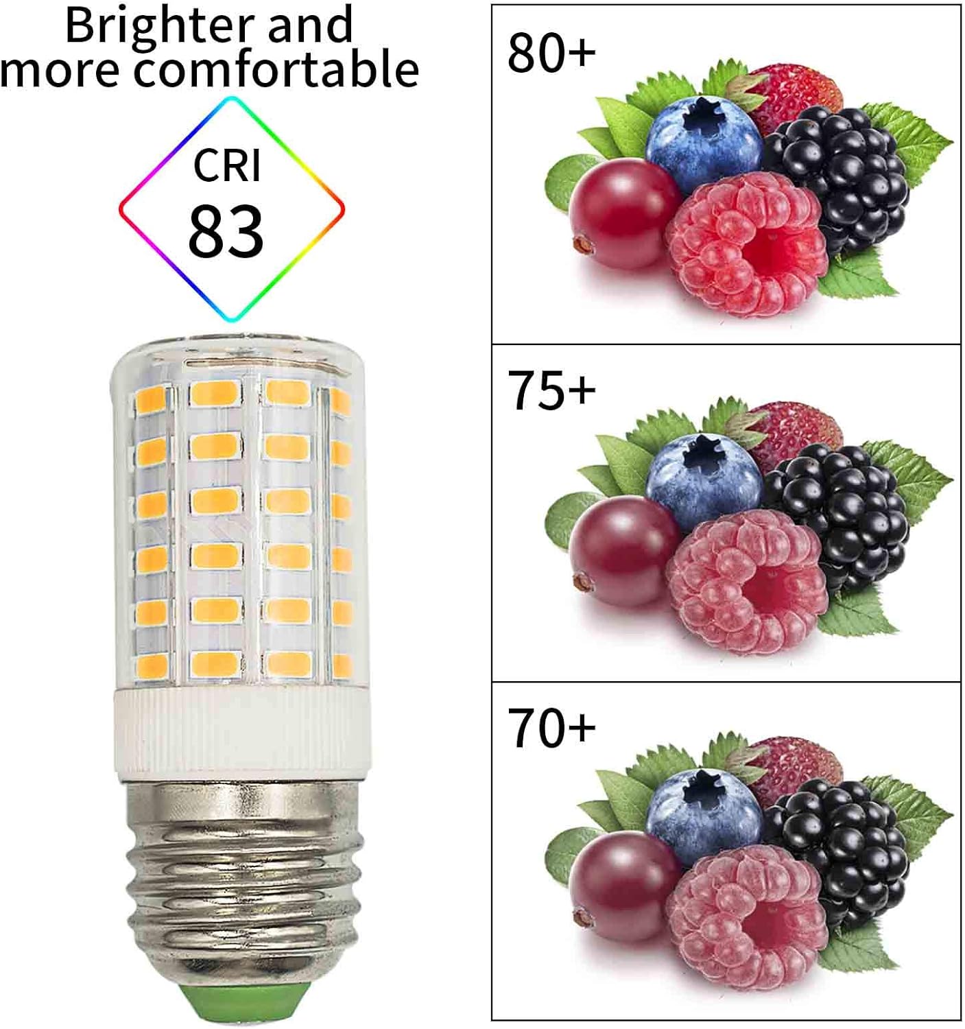 Bombilla LED para refrigerador CA 100-265V 7W E26 100W Luz equivalente halógena blanco cálido 3000K 1000 lúmenes, base de tornillo medio, cocina,
