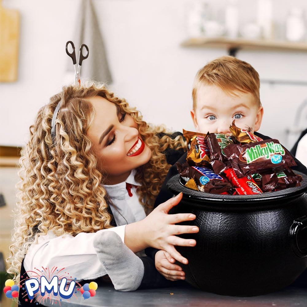 PMU Caldero de Halloween  Molde de soplado, accesorio de plástico para fiestas, soporte para dulces para niños, recuerdos y suministros de fiesta de