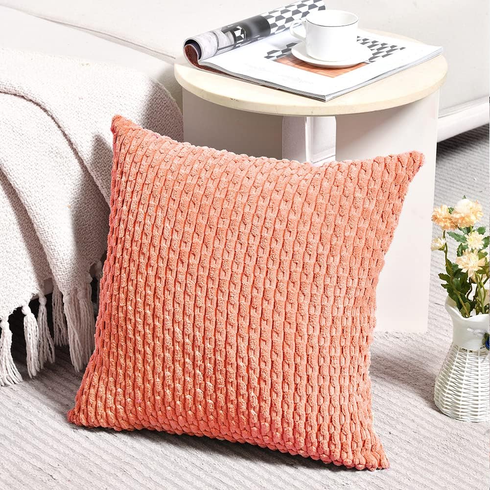 Fancy Homi Paquete de 2 fundas de almohada decorativas coralinas de 22 x 22 pulgadas para sofá y cama, decoración moderna de estilo bohemio para el