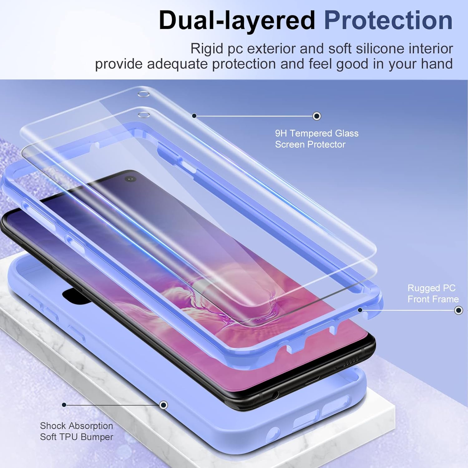 LeYi Funda para Samsung S10, Galaxy S10 de 6.1 pulgadas con 2 protectores de pantalla, funda protectora de silicona líquida suave a prueba de golpes
