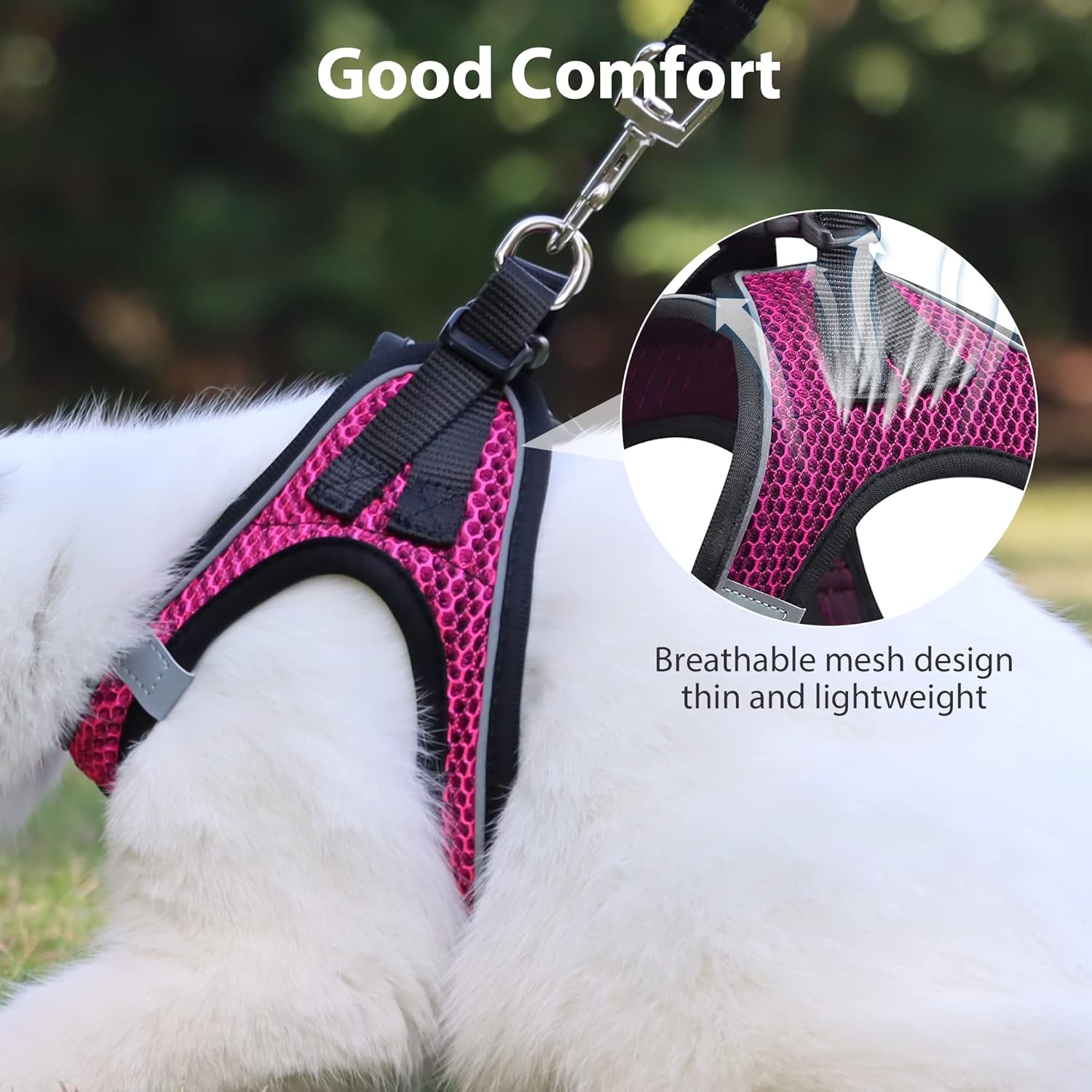Chaleco arnés para perros pequeños y medianos sin tirones, fácil de caminar, suave paso en el suelo, a prueba de escape, juego de arnés reflectante