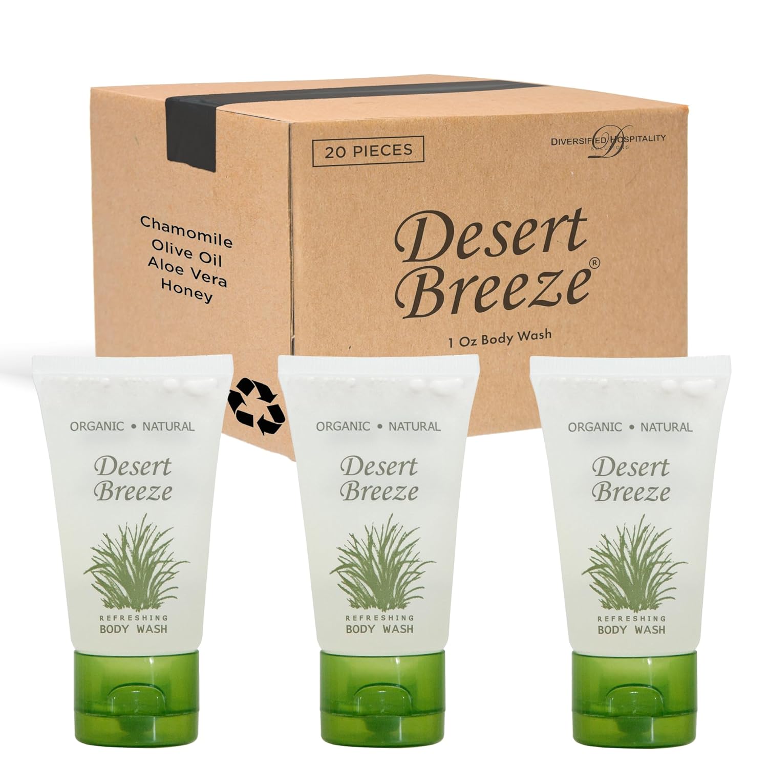 Desert Breeze Gel de baño, artículos de tocador de hotel tamaño viaje, tapa abatible de 1 oz (caja de 20)