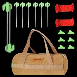 Estacas de tienda que brillan en la oscuridad, 17 accesorios de campamento, incluye estacas de tienda de campaña resistentes de 7.7 pulgadas, bolsa Estacas de tienda que brillan en la oscuridad, 17 accesorios de campamento, incluye estacas de tienda de campaña resistentes de 7.7 pulgadas, bolsa