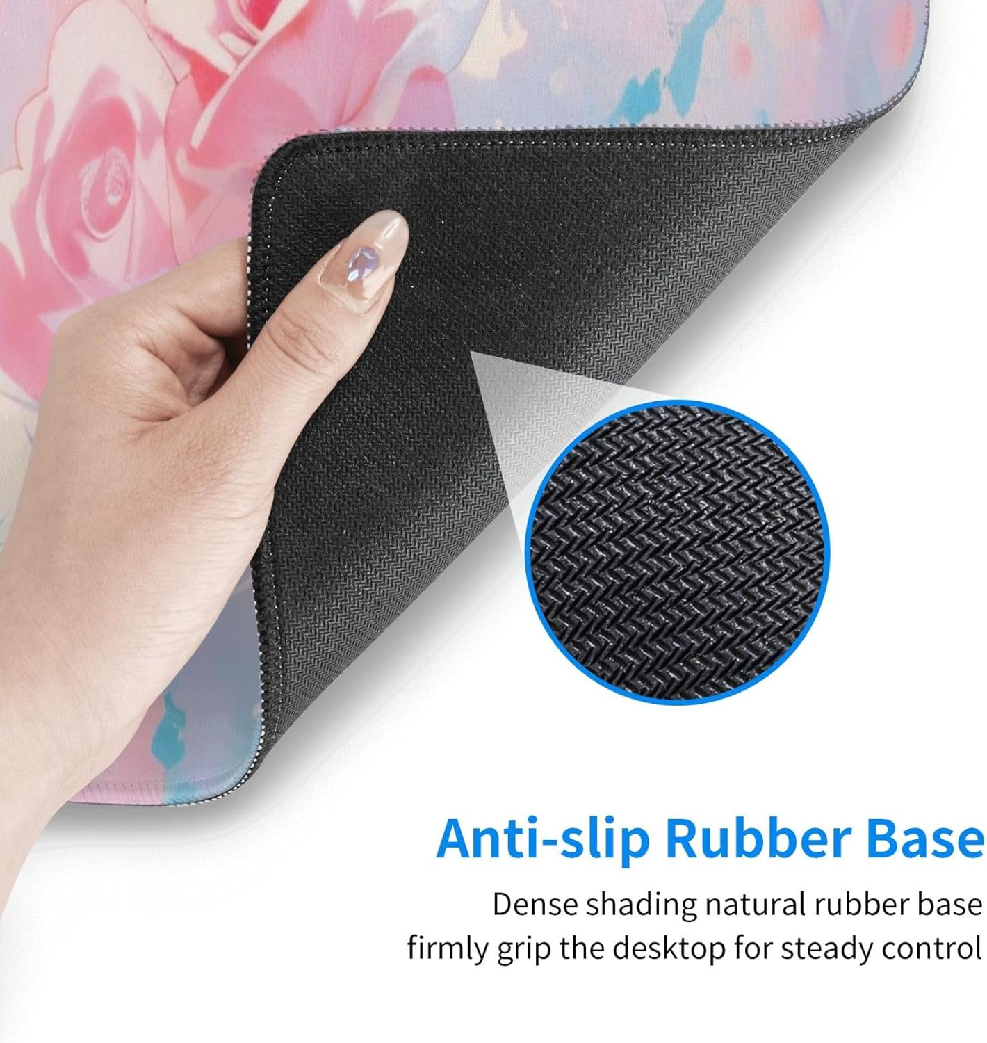 Alfombrilla de mouse grande extendida para juegos, alfombrilla de goma antideslizante para escritorio, color rosa rosa, adecuada para escritorio,