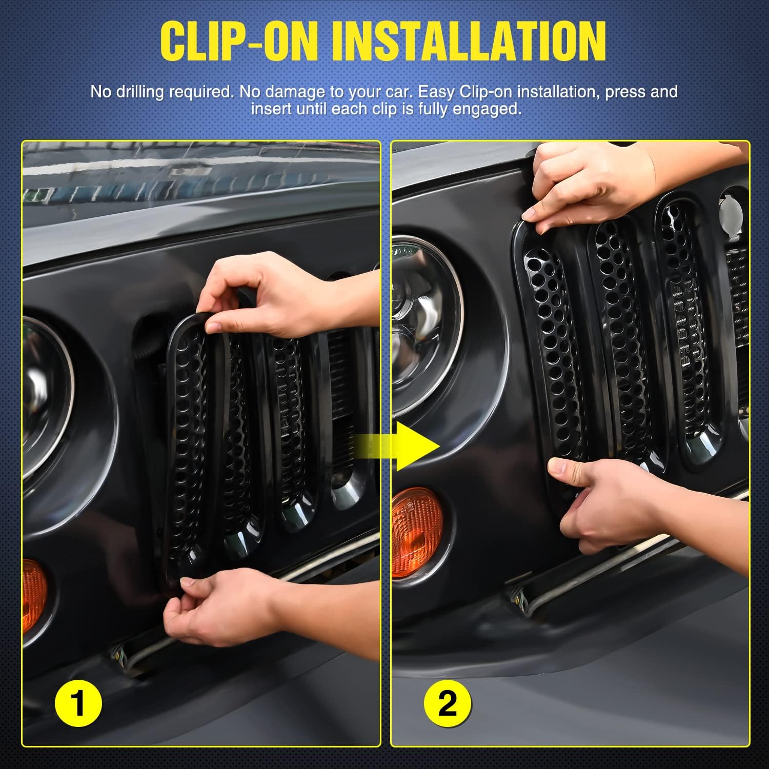 Protector de insertos de malla con clip para Wrangler JK 2007-2017