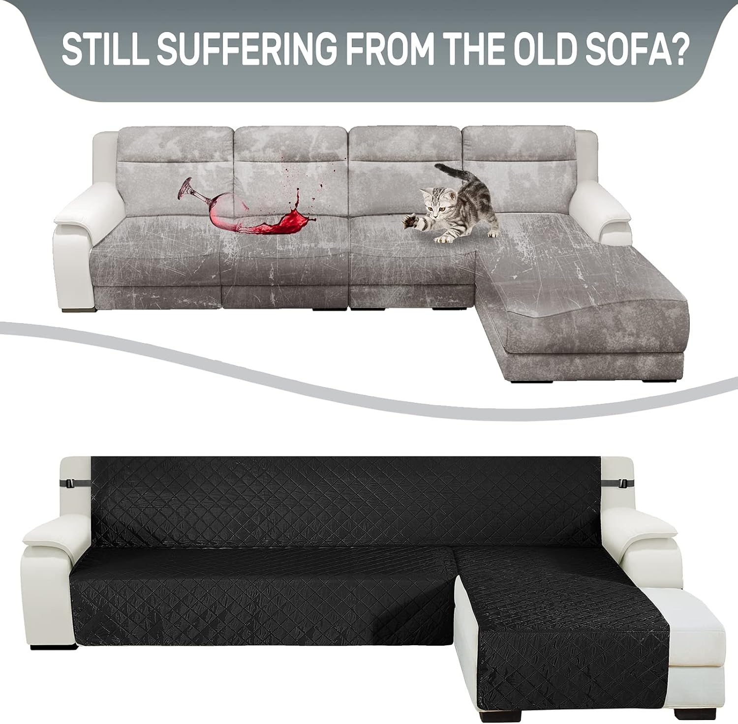 HDCAXKJ Fundas de sofá modular para perros, 3 piezas resistentes al agua, en forma de L, juego de fundas modulares aptas para mascotas, protector de