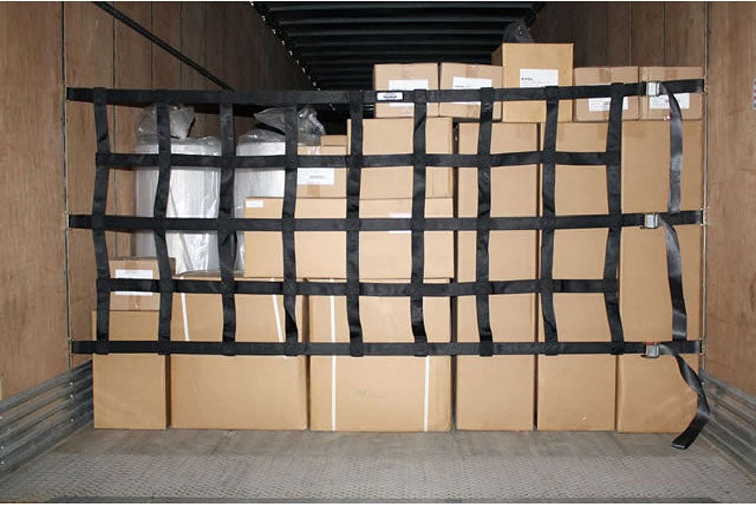 US Cargo Control Red de carga resistente con hebillas de leva y accesorios de pista electrónica, 42 x 82 pulgadas con agujeros de 8 x 8 pulgadas,