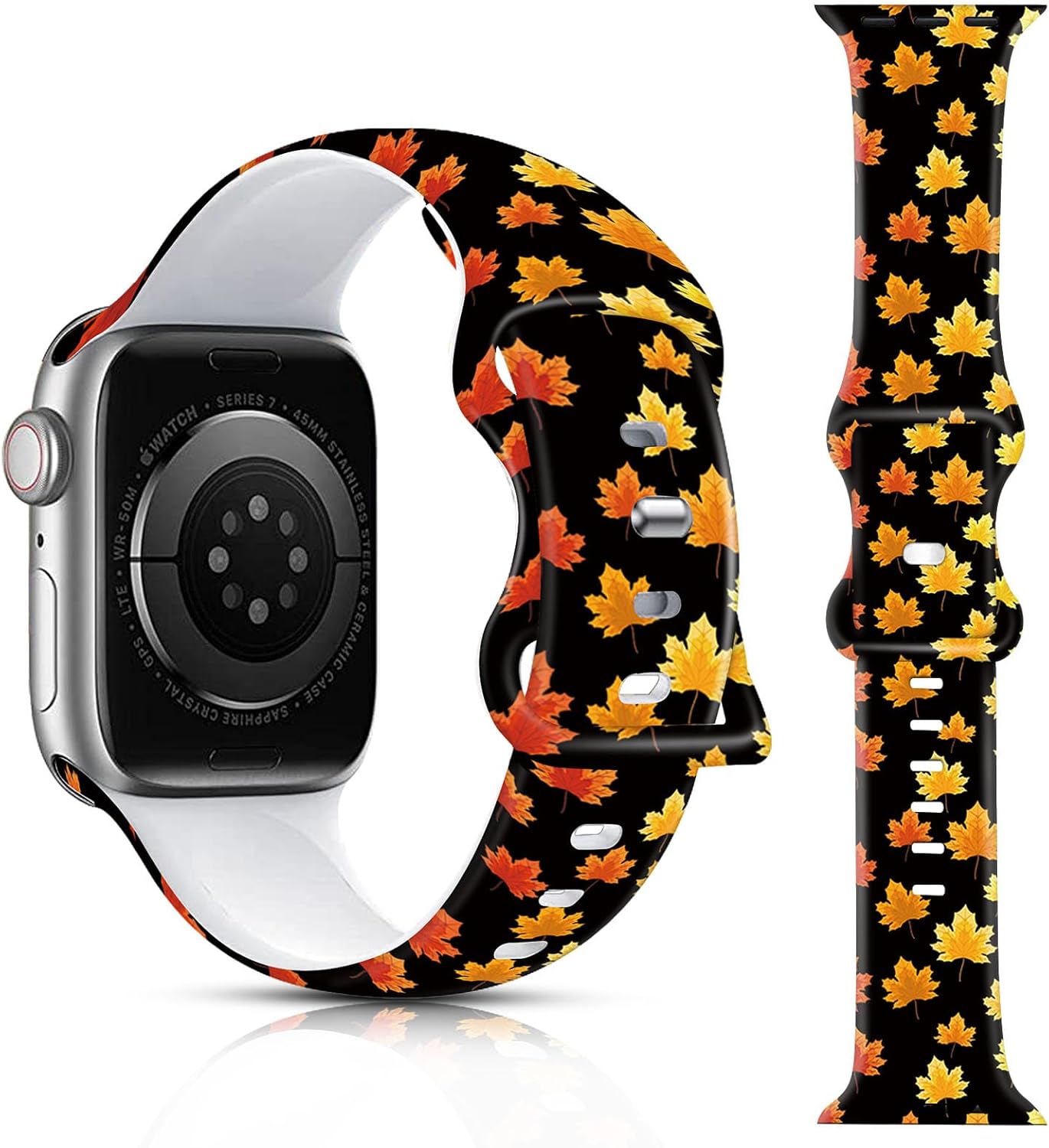 Correa de reloj de Navidad y Halloween para Apple Watch, correa de silicona impresa de repuesto para iWatch 1 2 3 4 5 6 7 8 Ultra 1.496 in 1.575 in