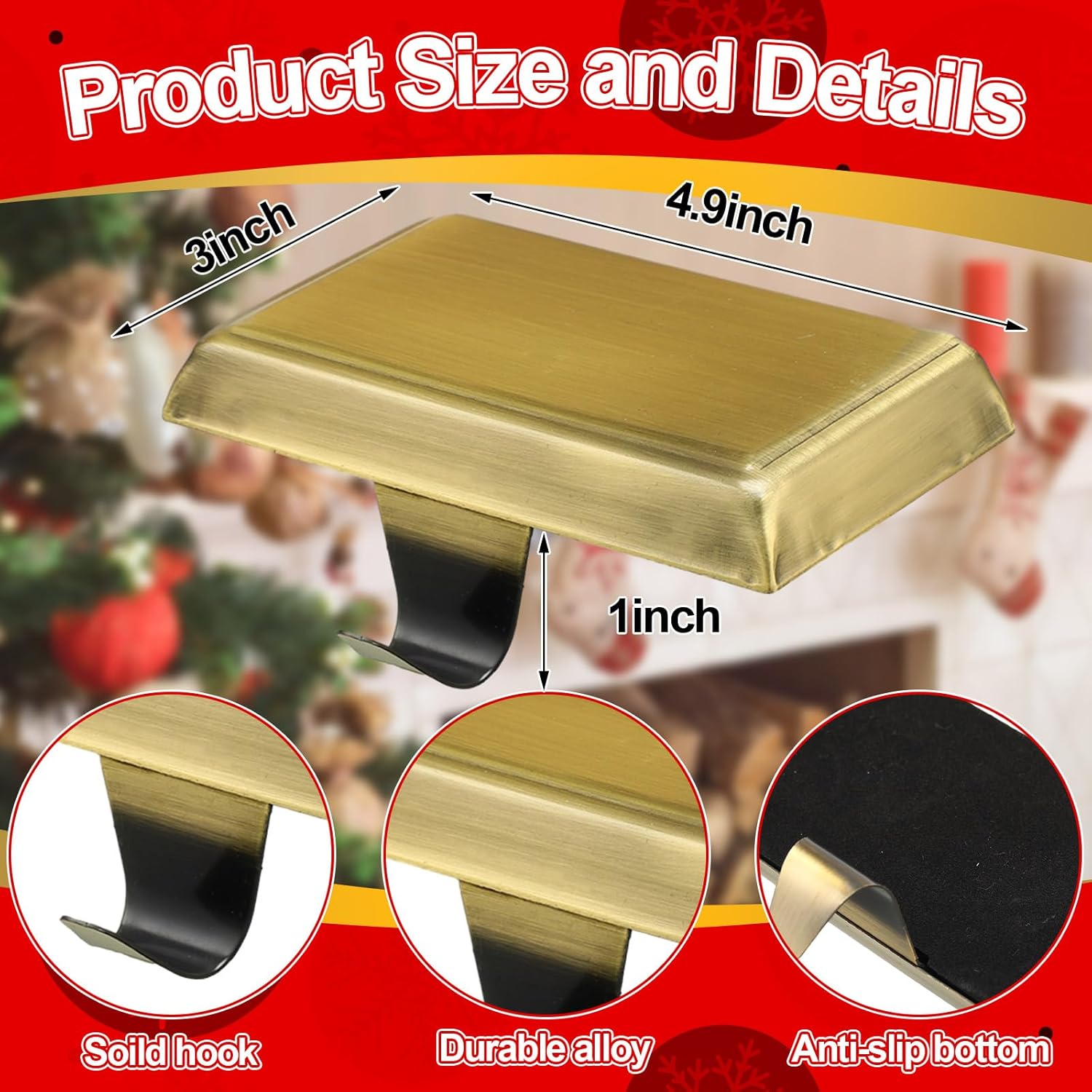 Soportes para calcetines de Navidad, para mantel y mantel, para calcetines de Navidad, de perfil bajo, ganchos con peso para medias pesadas, bases