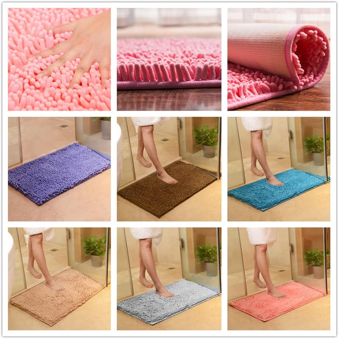 JAIJY Alfombra de baño de felpilla de felpa color naranja, antideslizante, gruesa, lavable, de secado rápido, tapete de ducha lanudo y suave,
