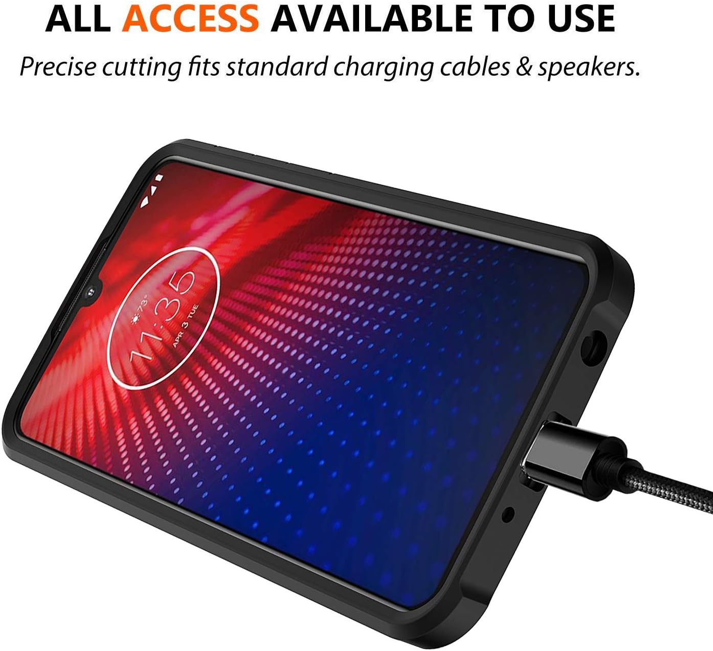 Rosebono – Funda compatible con Motorola Moto Z4Z4 Play, delgada, híbrida, a prueba de golpes, funda de armadura gráfica para Motorola Moto Z4Z4