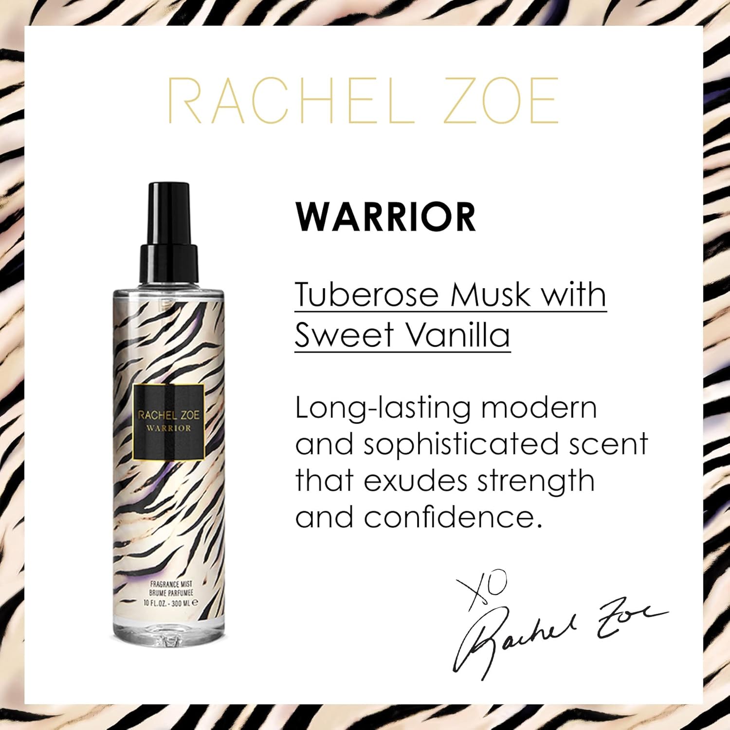 RACHEL ZOE Warrior – Fragancia en espray corporal para mujer, rocío corporal con notas de magnolia, mandarina y rosa, fragancia para cabello y