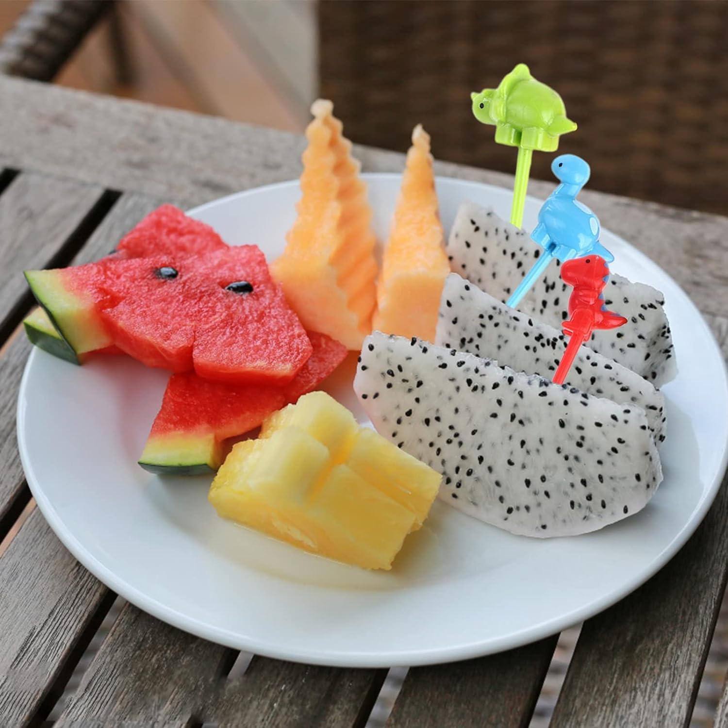 6 palillos coloridos de alimentos de animales para niños, divertidas púas Bento, lindos palillos de dientes de alimentos de frutas de dibujos