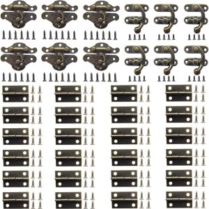 36 juegos de bisagras y pestillos retro para joyero, bisagras pequeñas para cajas de madera, bisagras antiguas para muebles de gabinete, cierre de 36 juegos de bisagras y pestillos retro para joyero, bisagras pequeñas para cajas de madera, bisagras antiguas para muebles de gabinete, cierre de